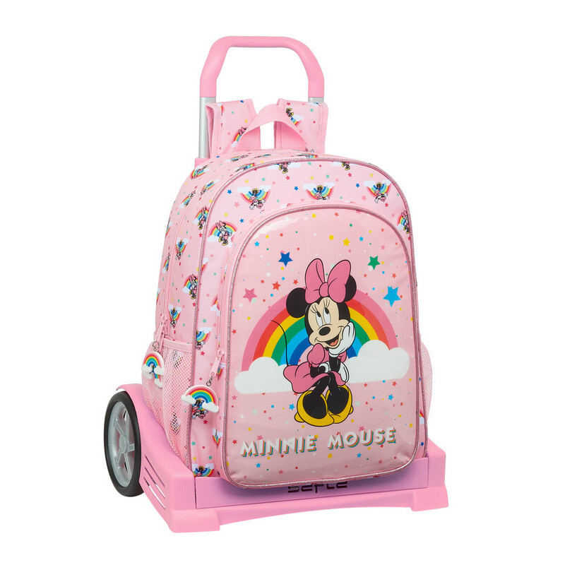 MOCHILA 180+CARRO EVOLUTION MINNIE MOUSE RAINBOW SAFTA21 ENERO 612112860 42*33