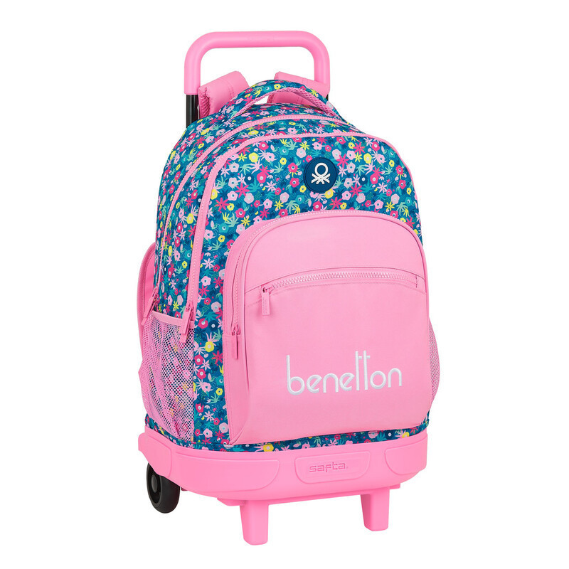 MOCHILA GRANDE C/RUEDAS COMPACT EXTRAIBLE BENETTON "BLOOMING" SAFTA21 ENERO 612150918 45*33