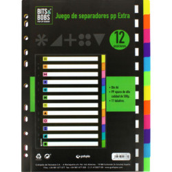 SEPARADOR A4 PP 500 MICRAS GRAFOPLAS 12 PESTAÑAS COLORES FLUOR 41262500