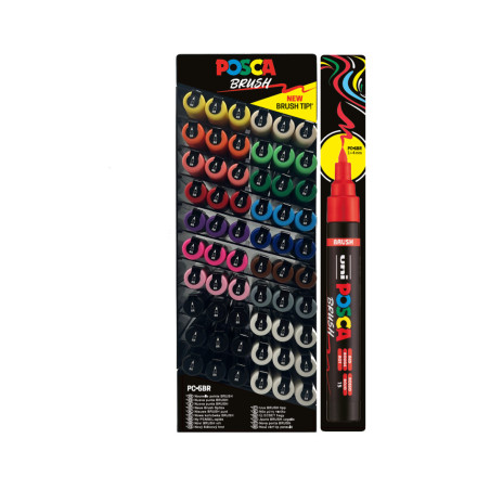 MARCADOR UNI-BALL POSCA PC-5BR EXPOSITOR 60P PUNTA MEDIA SEMIFLEXIBLE 1-4MM