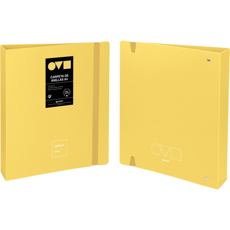 FOAM. CARPETA ANILLAS A4 UNEQUAL MINIMAL AMARILLO A4 AMARILLO SOFT GRAFOPLAS24 88140394 (MIN 2U)