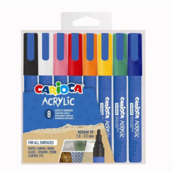 ROTULADOR CARIOCA ACRYLIC BLISTER 8 COLORES SURTIDOS 45279 UNIDAD