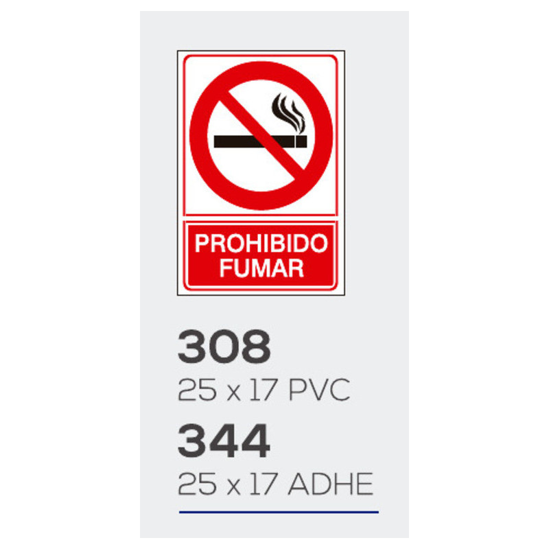 LETRERO PVC 17*25 PROHIBIDO FUMAR  MOD 308