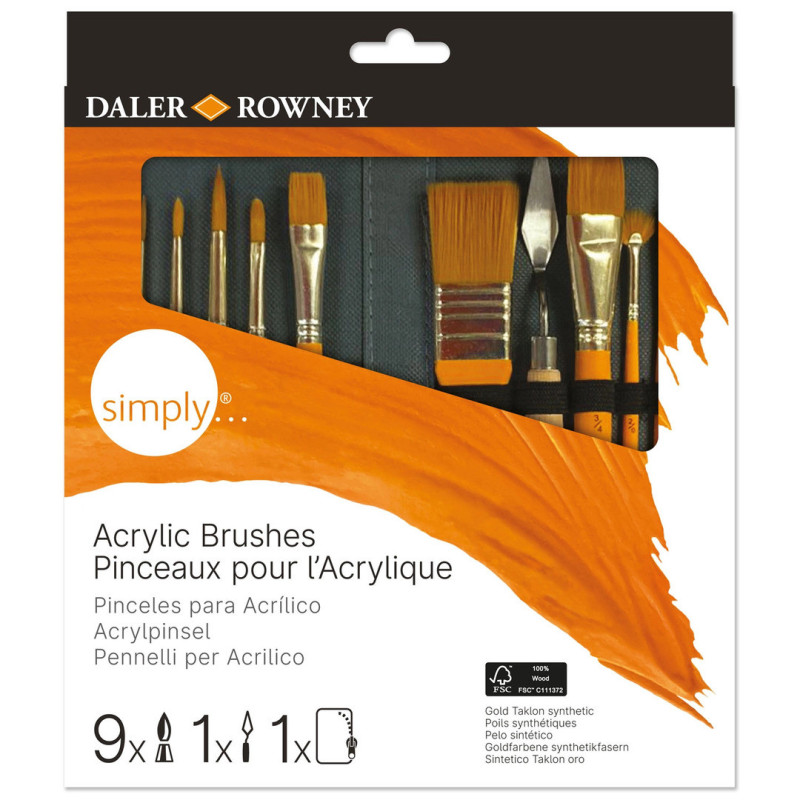 BOLSA 9 PINCELES ACRILICO + ESPATULA DALER ROWNEY D216626010 UNIDAD FILA