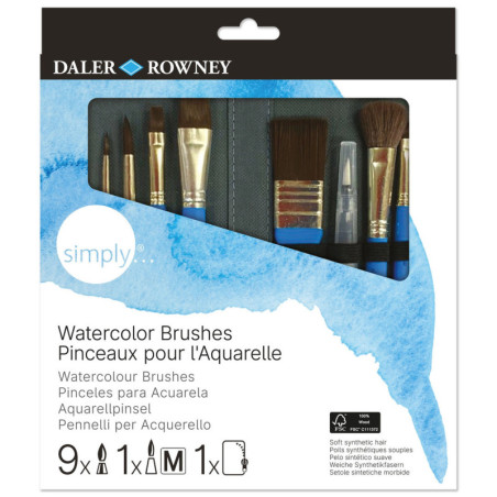 BOLSA 9 PINCELES ACUARELA + PINCEL AGUA DALER ROWNEY D216616010 UNIDAD FILA