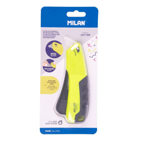 CUTTER SEGURIDAD MILAN AUTO RETRACTIL SERIE ACID AMARILLO BWM10523Y