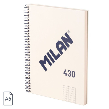CUADERNO EUROPEAN MILAN A5 PAPEL CUADRO 5*5 80HOJAS DE 95G 430 SINCE 1918 BEIGE 57153E80SNCBG