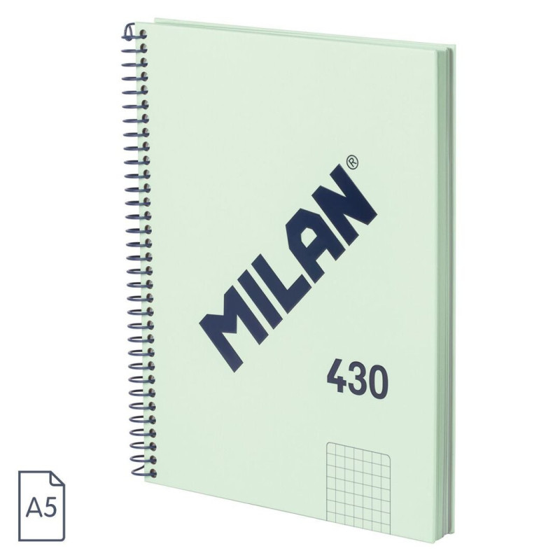 CUADERNO EUROPEAN MILAN A5 PAPEL CUADRO 5*5 80HOJAS DE 95G 430 SINCE 1918 VERDE 57153E80SNCGR