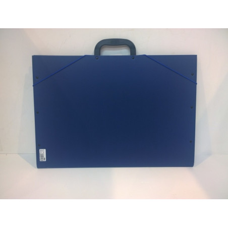 CARPETA DIBUJO MALETIN GOMAS A-3 37*52 SOLAPAS FORRADA TELA AZUL 8802 30 ESLA