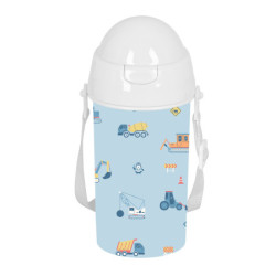 BOTELLA 500ML APERTURA AUTOM. CON PAJITA SAFTA PREESCOLAR "GRUAS" SAFTA26 342694899 19,5X7,3 UNIDAD