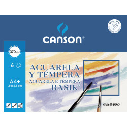 PAPEL CANSON BASIK MINIPACK 370G ACUARELA A-4B  6H C 200 406 347