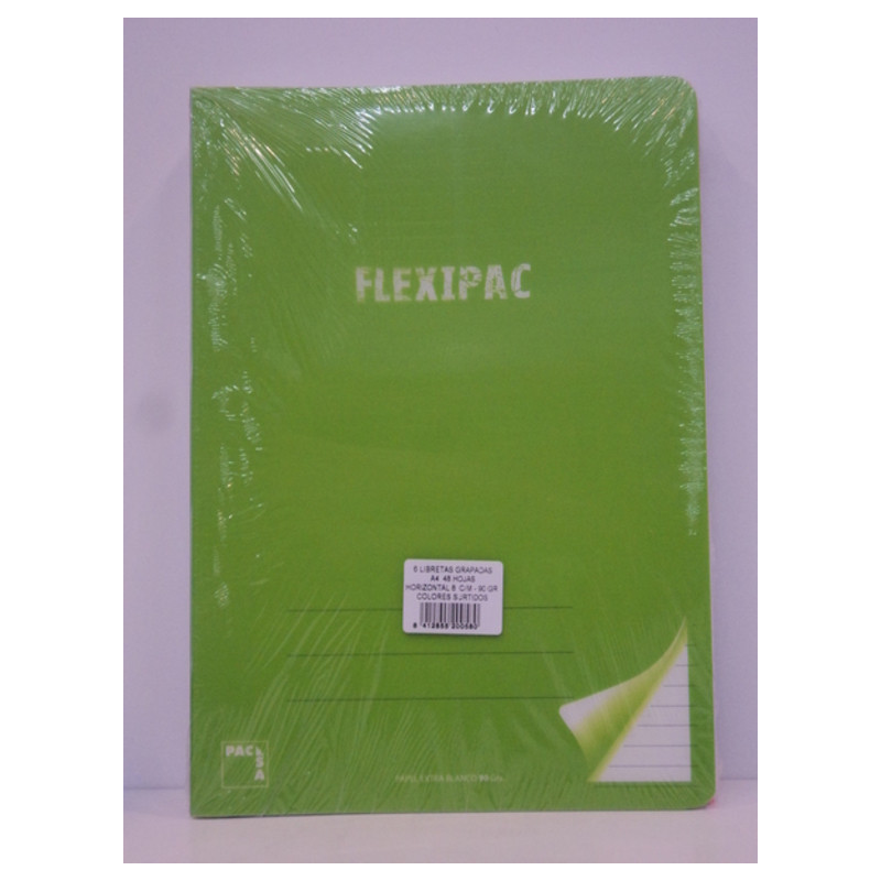 LIBRETA PACSA FLEXIPAC TAPA PLASTICO A-4 48H HORIZONTAL 90G 20058