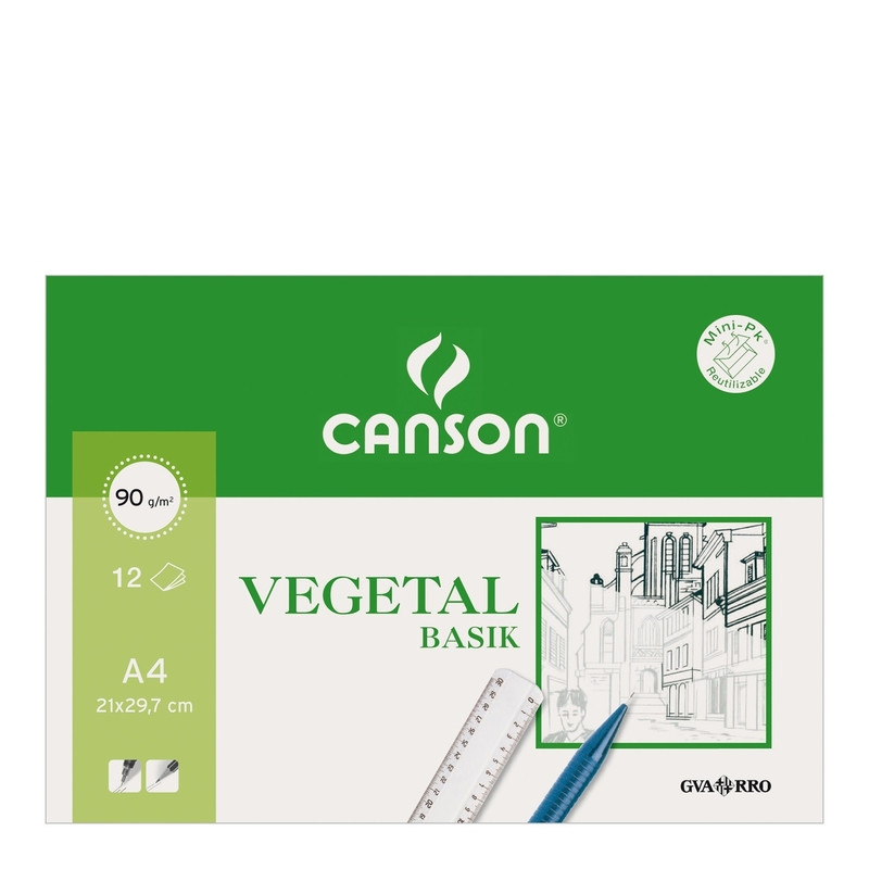 PAPEL VEGETAL CANSON MINIPACK A-4 90/95GR 12H C 200 407 621