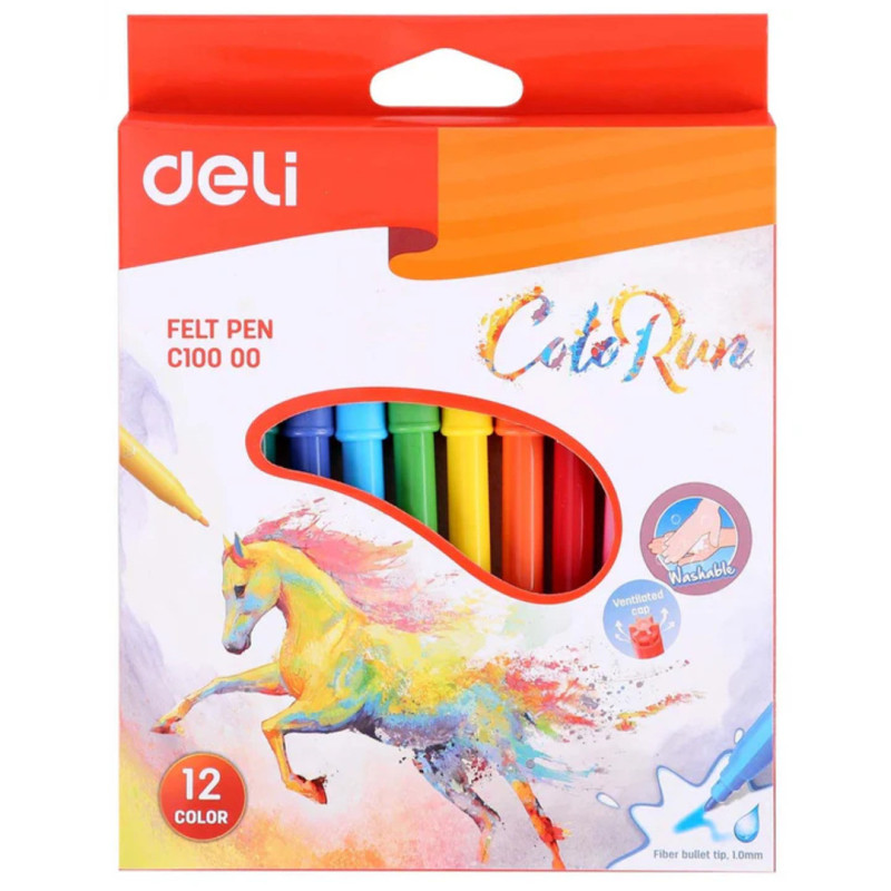 ROTULADOR DELI CARTON 12 COLORES PUNTA FINA COLORUN C10000