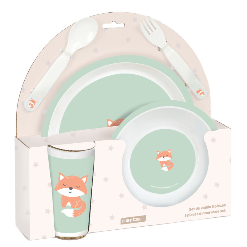 SET DE PLATOS, CUBIERTOS Y VASO SAFTA PREESCOLAR "ZORRITO" SAFTA26 342657933 26X26 UNIDAD
