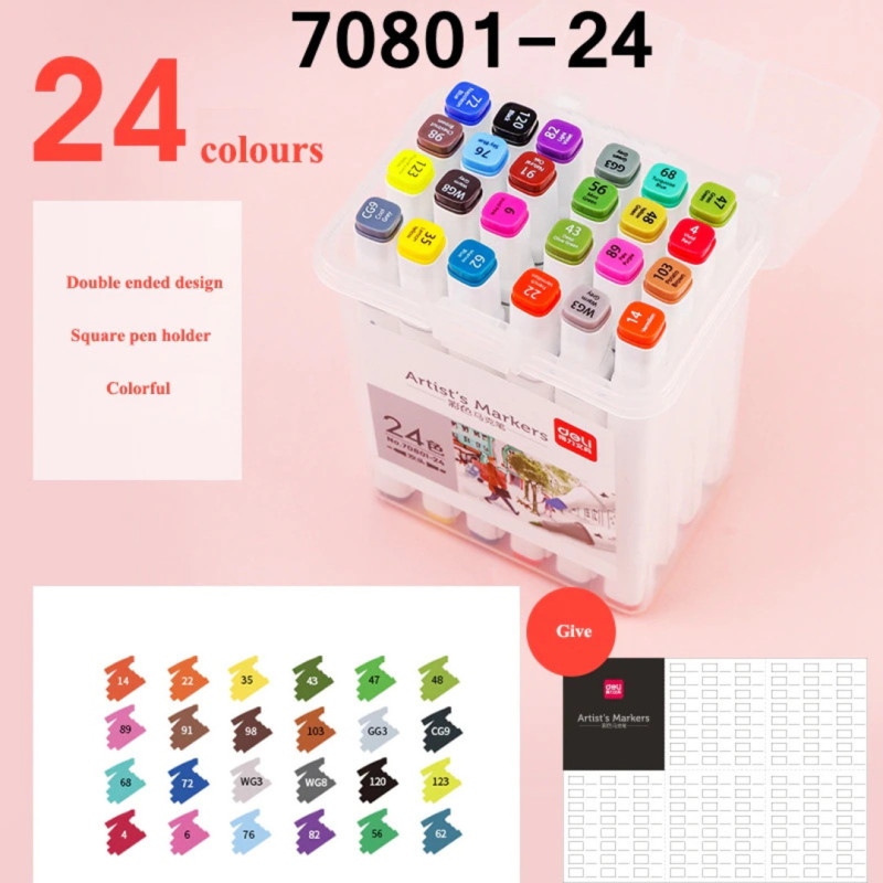 ROTULADOR DOBLE PUNTA PROFESIONAL DELI MALETIN TRANSPARENTE 24U 70801-24