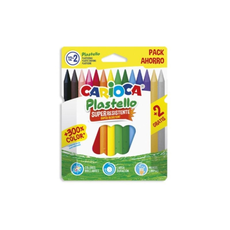 CERA CARIOCA PLASTELLO 12+2 COLORES 42714 UNIDAD