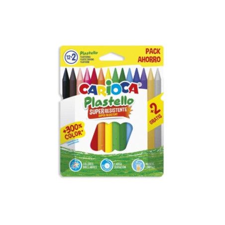 CERA CARIOCA PLASTELLO 12+2 COLORES 42714 UNIDAD