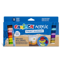 MARCADOR ACRILICO CARIOCA BLISTER 18 COLORES PUNTA PINCEL 45282