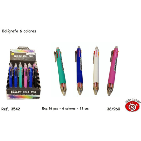 BOLIGRAFO 6 COLORES C/CLIP SORT 3542 (36)