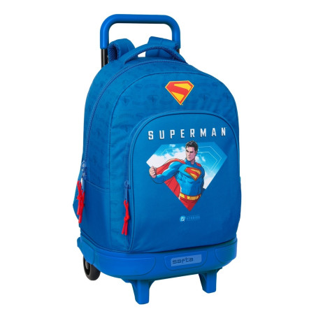 MOCHILA GDE. C/RUEDAS COMPACT EXTRAIBLE SUPERMAN SAFTA26 612504918 45X33 UNIDAD