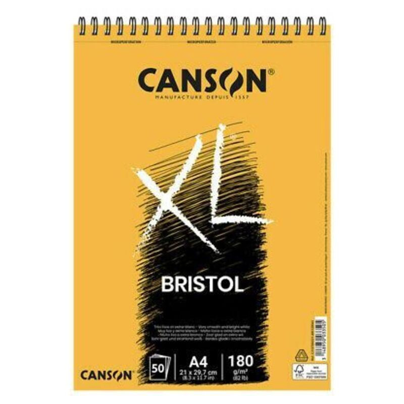 BLOC DIBUJO CANSON XL ESPIRAL BRISTOL A-4 50H 180G C31078A021