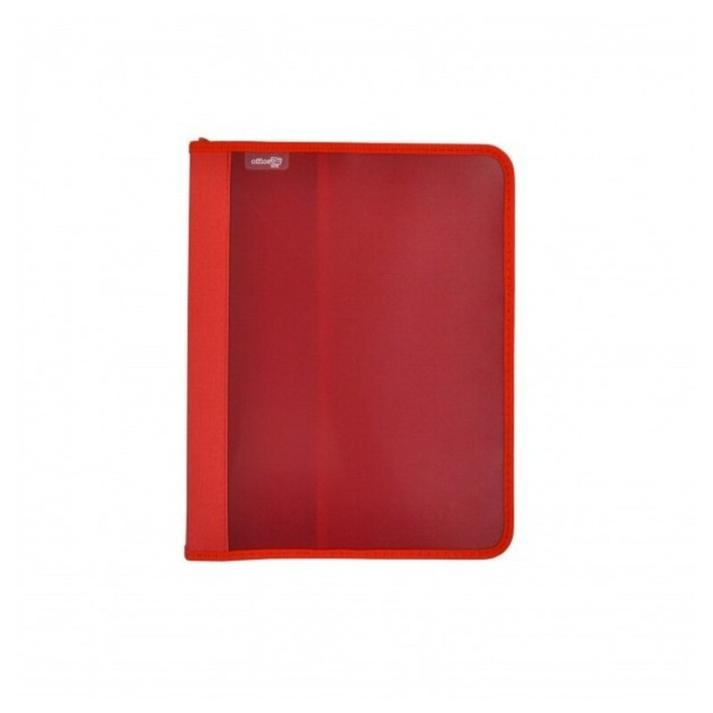 CARPETA 4A 25 CREMALLERA OFFICEBOX PP BORDE TELA SUPRA ROJO UNIDAD 574