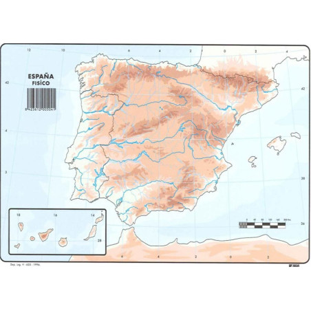 MAPAS MUDO ESPAÑA FISICO PTE 50U SELVI