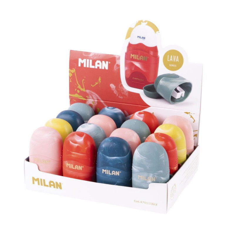 SACAPUNTAS MILAN AFILA BORRA CAPSULE OVAL LAVA C/16U 4701116LV