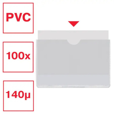 FUNDA ESSELTE DNI/NIF 87*57 APERTURA ANCHA C/UÑERO PVC 0,20 C/100U 46001