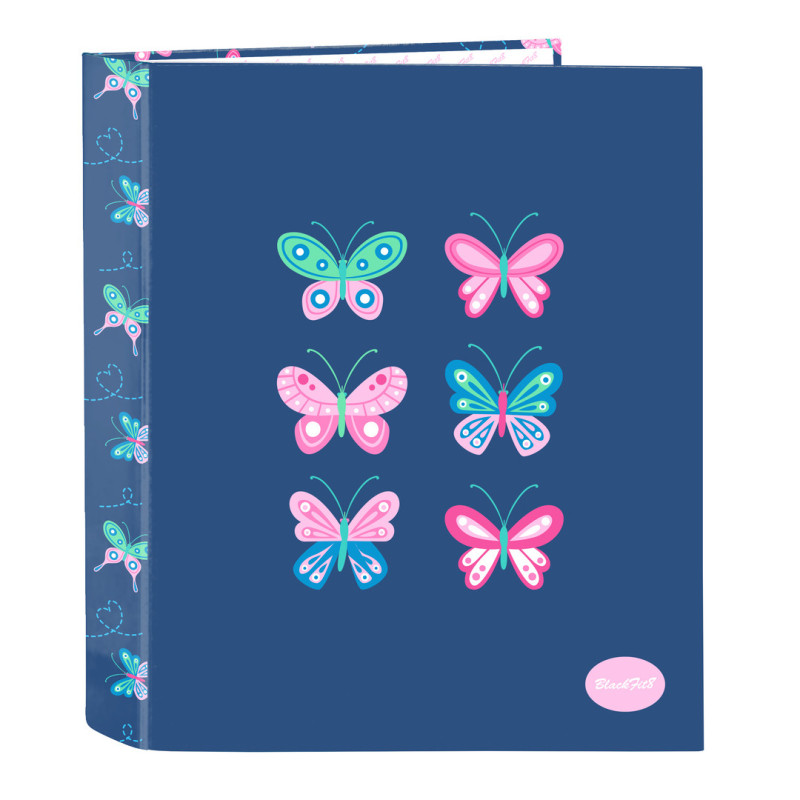 CARPETA F. 4 ANILLAS 35MM LOMO ANCHO BLACKFIT8 "MARIPOSAS" SAFTA26 542630657 33X27 UNIDAD