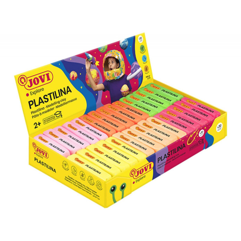 PLASTILINA JOVI 70  COLORES FLUORESCENTES PEQUEÑA SURTIDO C/30