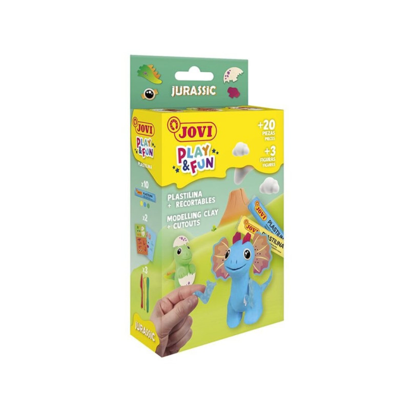 JUEGO JOVI PLAY & FUN KIT PLASTILINA + RECORTABLES JURASSIC 2201S01