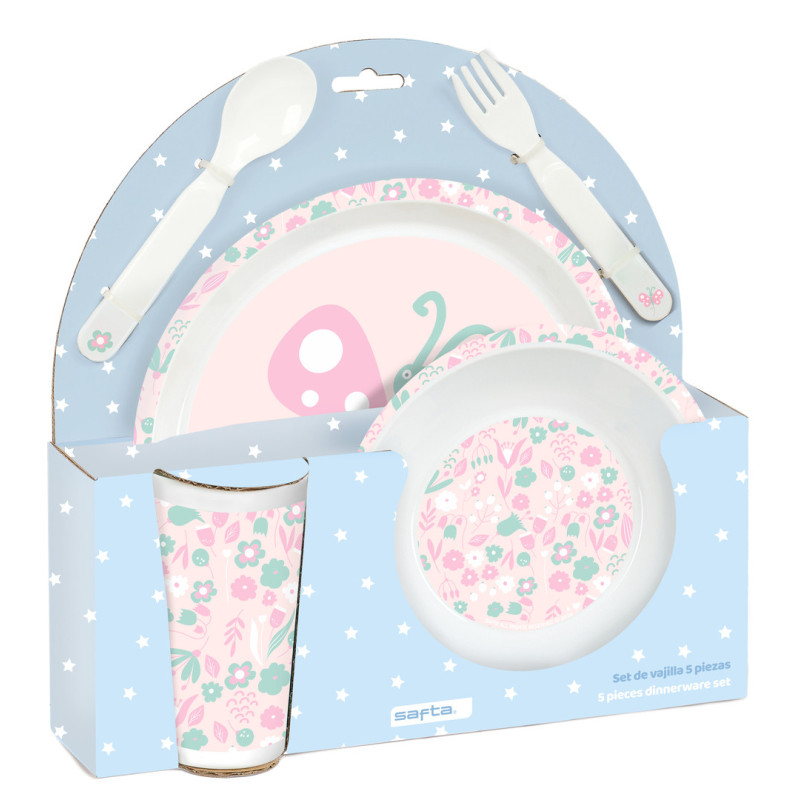 SET DE PLATOS, CUBIERTOS Y VASO SAFTA PREESCOLAR "MARIPOSA" SAFTA26 342690933 26X26 UNIDAD
