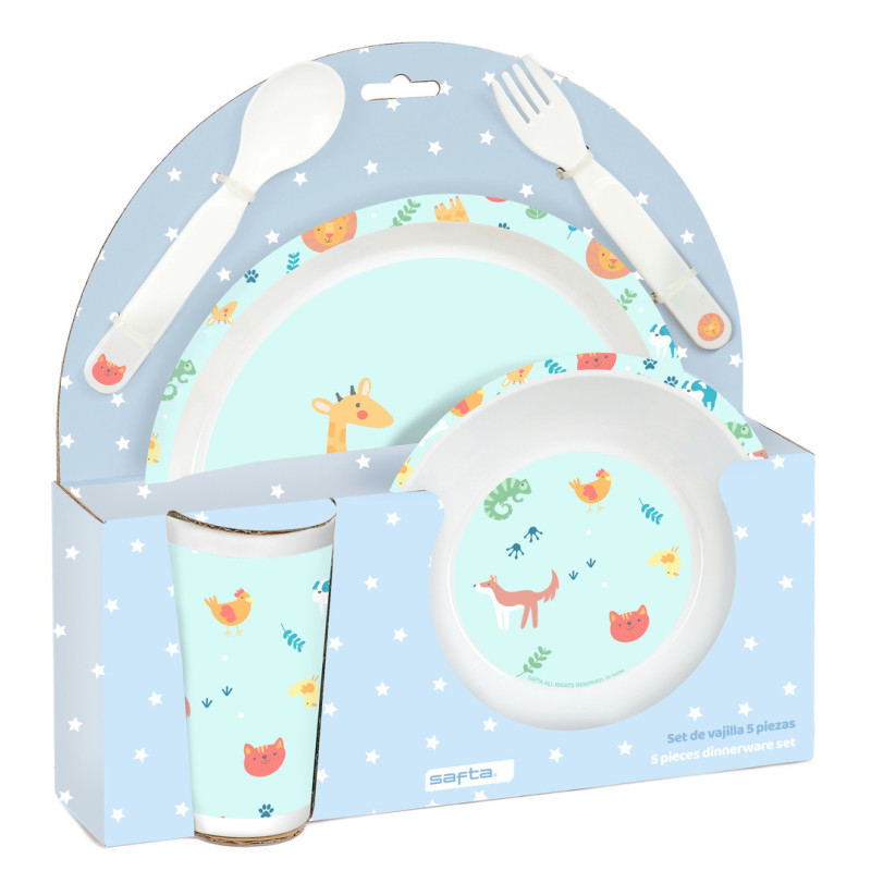 SET DE PLATOS, CUBIERTOS Y VASO SAFTA PREESCOLAR "PANDI" SAFTA26 342692933 26X26 UNIDAD