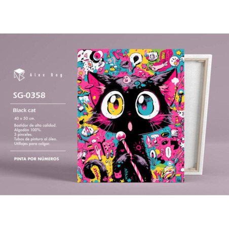LIENZO ALEX BOG PINTAR POR NUMEROS 40*50 BLACK CAT SG-0358