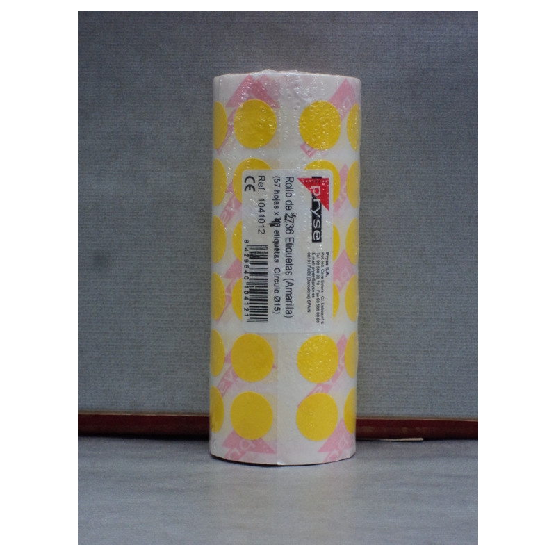ETIQUETAS PRYSE GOMETS ROLLO CIRCULO 15 AMARILLO 1041012