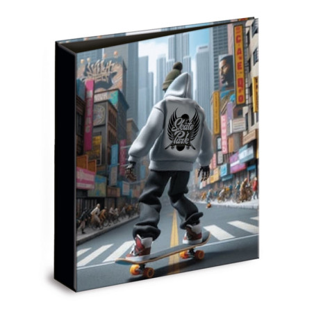 CARPETA CARTON FORRADO TAMAÑO A4 32 CM. 4 ANILLAS 35MM SENFORT SKATE CITY 18101251