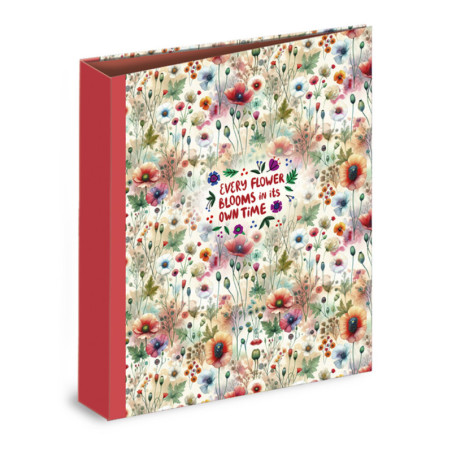 CARPETA CARTON FORRADO TAMAÑO A4 32 CM. 4 ANILLAS 35MM SENFORT FLOWERS AMAPOLAS 18201251