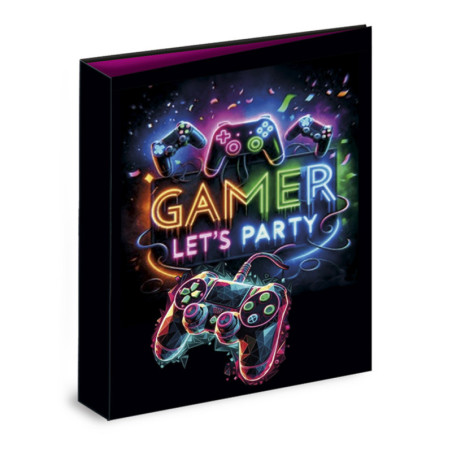 CARPETA CARTON FORRADO TAMAÑO A4 32 CM. 4 ANILLAS 35MM SENFORT GAMER PARTY 22201252