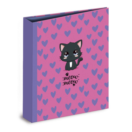 CARPETA CARTON FORRADO TAMAÑO A4 32 CM. 4 ANILLAS 35MM SENFORT CATS ROSA 22301251