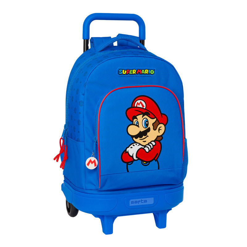 MOCHILA GDE. C/RUEDAS COMPACT EXTRAIBLE SUPER MARIO "PLAY" 612371918 SAFTA24