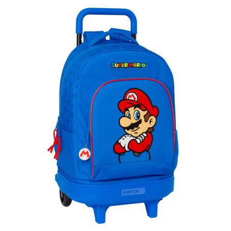 MOCHILA GDE. C/RUEDAS COMPACT EXTRAIBLE SUPER MARIO "PLAY" 612371918 SAFTA24