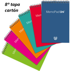 BLOC NOTAS ESPIRAL 8º APDO PTE 12U MEMOPAD UNI TAPA CARTON GRAFOPLAS 37003999