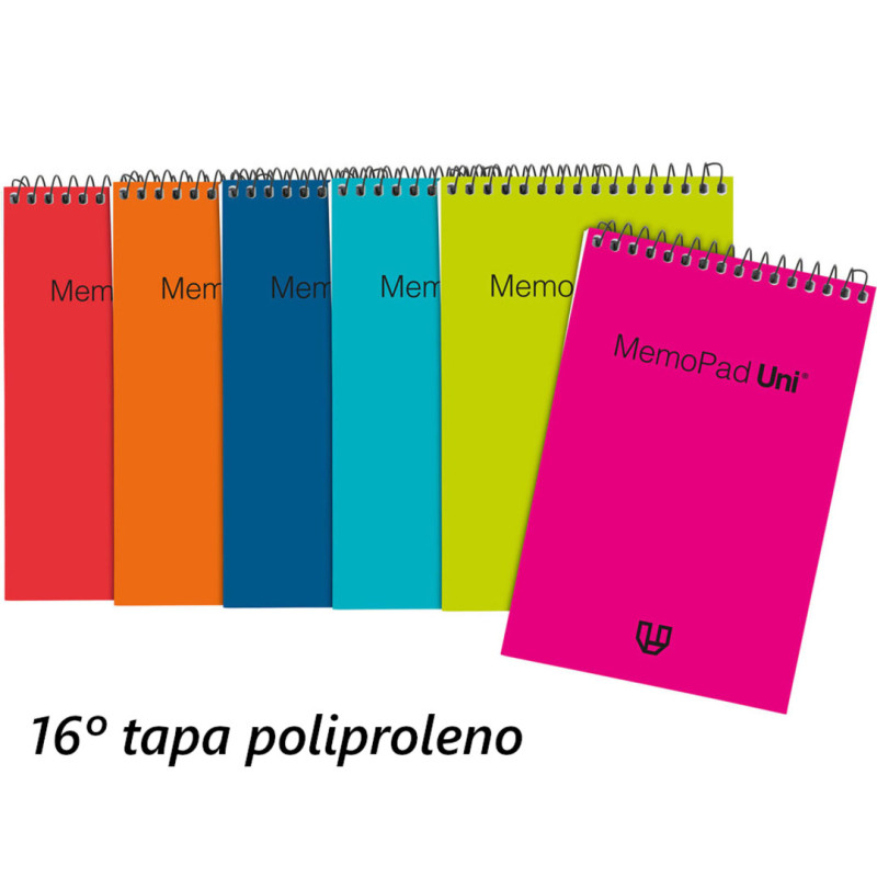 BLOC NOTAS ESPIRAL 16º APDO PTE 12U MEMOPAD PP UNI TAPA PLASTICO GRAFOPLAS 37004599
