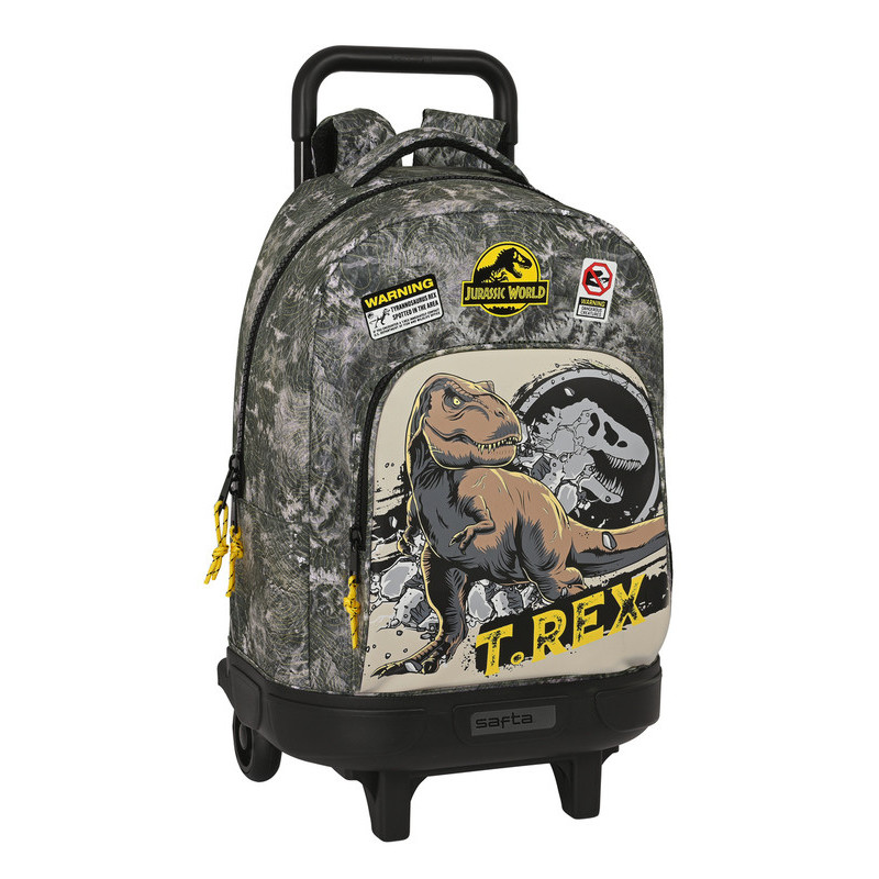 MOCHILA GDE. C/RUEDAS COMPACT EXTRAIBLE JURASSIC WORLD "WARNING" 612363918 SAFTA24