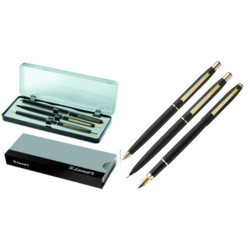 JUEGO BOLI LAPIZ PLUMA LUXOR STERLING SET NEGRO/ORO 8211 C/ESTUCHE 11102 DMM