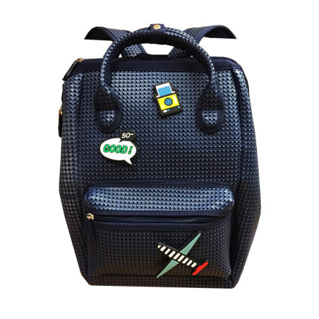 MOCHILA SILICONA GRANDE PERSONALIZABLE PARCHES AZUL DMM009-A