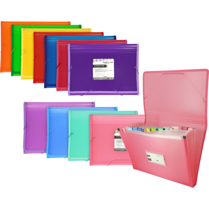 CARPETA FUELLE 12B GRAFOPLAS MULTILINE GOMAS PLAST. TRANSP. AZUL CIELO 2963033