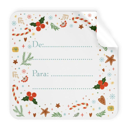 ETIQUETAS FELICIDADES ARGU DE: PARA: "NAVIDAD HOJAS ACEBO" ROLLO 250U 49348